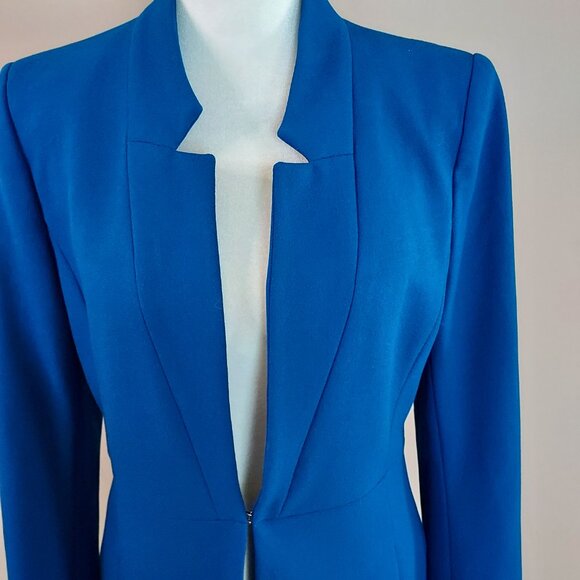 Zara Royal Blue Inverted Lapel Long Blazer Size Small - Picture 7 of 15